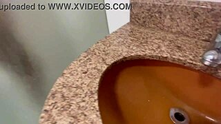 Big cock and handjob bathroom playtime