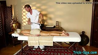Aged blonde babe caught on spycam getting a massage