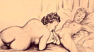 Vintage erotic illustrations unfold in a timeless sensual story.