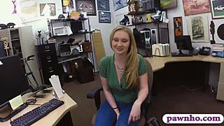 Beautiful blonde gets pumzied by the spycam salesman
