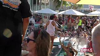 Wild pussy twerk at the pool party in Key West with party sluts