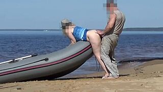 Steamy boat ride with a curvaceous tourist and a horny boatman