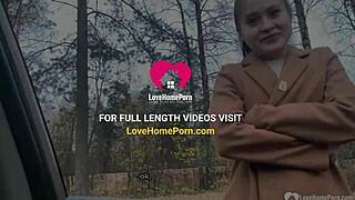 Beautiful woman gets fucked on the car after being picked up