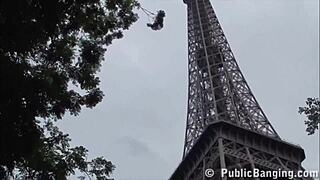 Extreme Public Threesome Orgy Under Eiffel Tower in Paris