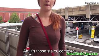 Amateur eurosex in stockings gets a public POV cumshot