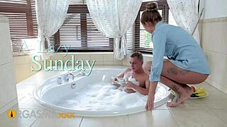 Petite French girl enjoys sensual sex in a jacuzzi