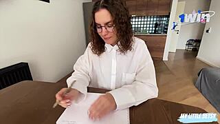 Hot and horny high school student tempt her teacher during the exam