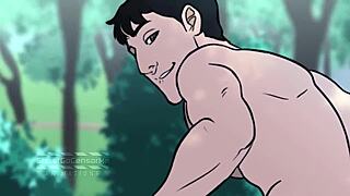 Big gay hero Ghostgo in animated muscle worship and handjob scenes with BBC