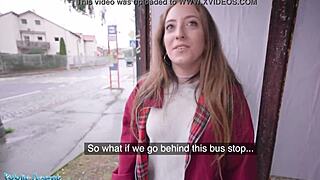 Spanish punk babe gets rough public doggy style sex