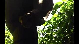 Flexible friend gets her ebony pussy pounded outside