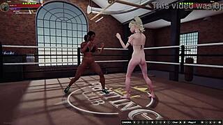 Beautiful blonde and beautiful black girl in a hot 3D fingering scene