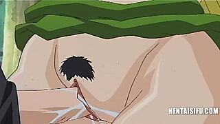 Uncensored hentai featuring titty fuck and Asian milkers