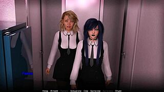 Beautiful anime game with deepthroat and cumshot