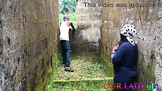 African amateur gets lucky with big black cock outdoors