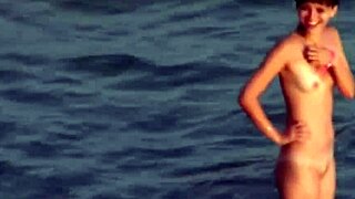 Young couple enjoys passionate beach sex with cum coverage