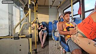 married woman flirts with stranger on bus and ends up banging him hard