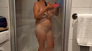 tanned stepsister flaunts body in hotel bathroom