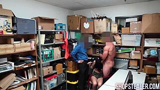 A girl is being punished for theft by sucking and fucking