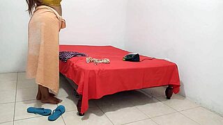 Latina student prepares for class in revealing uniform