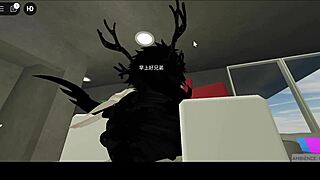 A guy with a robot from Roblox forced the whore to have sex in missionary
