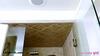 Sexy brunette teen washed herself in the shower to freshen up