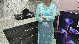 desi stepmom with big boobs teaches me kitchen fucking tricks