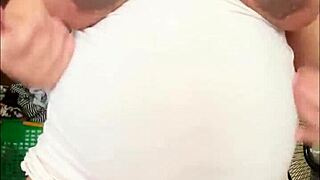 pregnant arab chick shows off big belly and milky boobs on cam