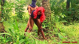 A young and sex hungry Latina got fucked outdoors in the African forest