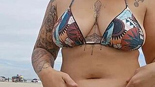 Flashing Panties on Beach for Attention