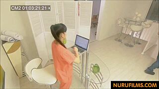 Asian woman with big breasts gets fucked during massage