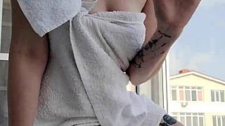 A fiery redhead explores the bustling city, her vibrant hair turning heads everywhere.