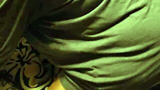 She receives a creampie in the doggie style position during intimate moments.