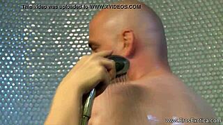 Wow, this mature milf is making him feel so good with her handjob!