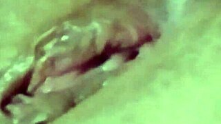 Fat Blonde BBW Masturbates to Orgasm in Retro Blue Film Style on WhatsApp Call