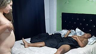 Latina Stepsister Gets Horny and Sucks Cock Deepthroat Style