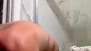 Enjoying a relaxing shower with wet bathing essentials