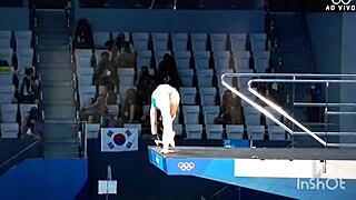 Gymnasts Perform Ornamental Jumps With Grace And Skill