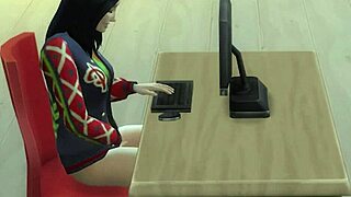 girl masturbating while watching porn, it's so hot