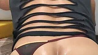 gay slut moans intensely on giant silicone cock