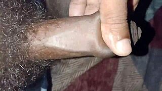 Homemade amateurs perform handjob in their private space.