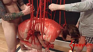 Redhead Babe Hot Wax Bondage