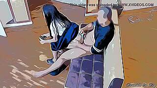 تحب اللعب على فخذي، تتحرك كثيراً حتى يقسو زبي مع أكشن هينتاي كرتوني