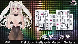 Delicious pretty girls play mahjong solitaire with miyu 😊