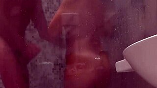 wife gives blowjob in shower
