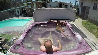 Dayanara Enjoys Hot Tub Pov With Skinny Babe