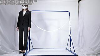 a woman masturbates intensely over a rope fetish