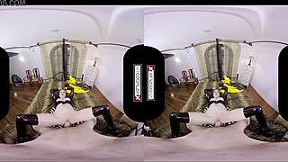 batgirl cosplay in silly vr goggles fun