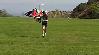 Little april is out rubbing her clit and sucking on a popsicle