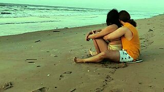 Intense sex on a public beach