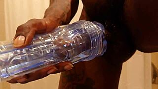 hallelujah johnson working that fleshlight, feeling every stroke with intense cumshot